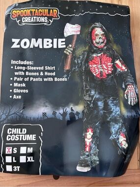 Kids Zombie Costume - Black & Red